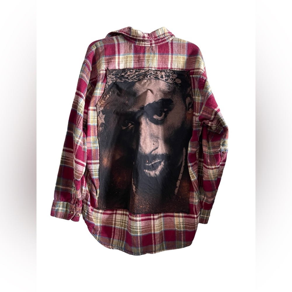 Oversized 2Pac Shirt on hand dyed XL vintage flannel